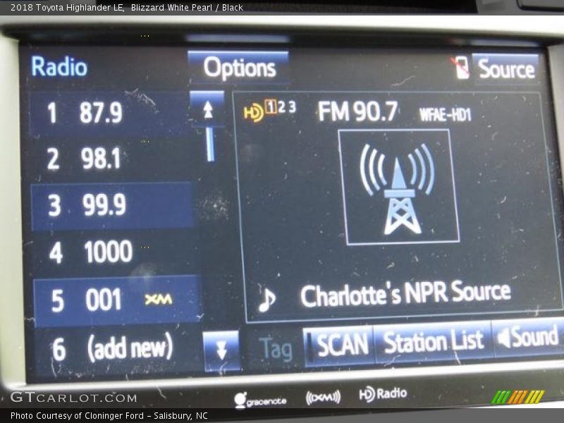 Blizzard White Pearl / Black 2018 Toyota Highlander LE