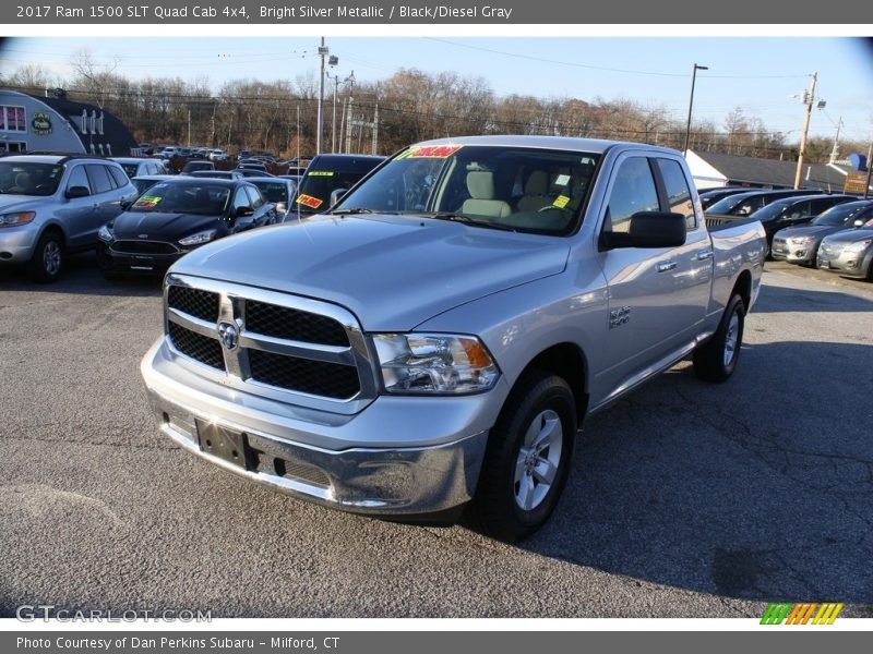Bright Silver Metallic / Black/Diesel Gray 2017 Ram 1500 SLT Quad Cab 4x4