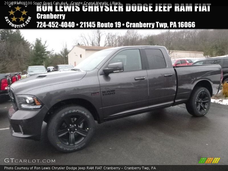 Granite Crystal Metallic / Black 2018 Ram 1500 Sport Quad Cab 4x4