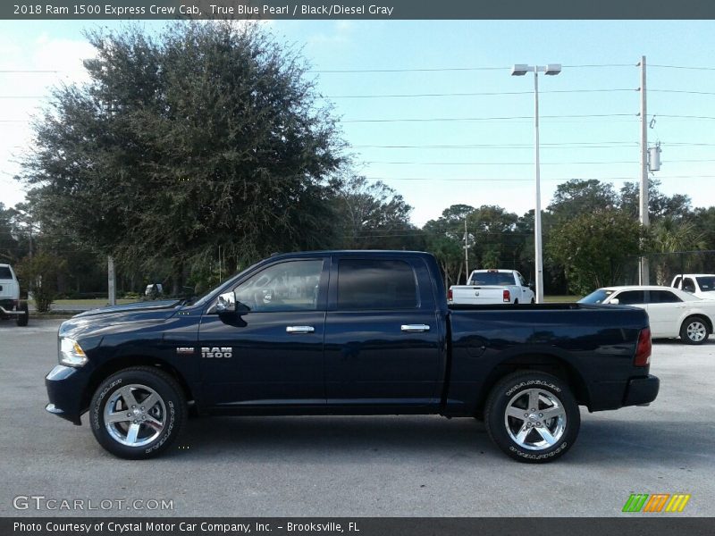 True Blue Pearl / Black/Diesel Gray 2018 Ram 1500 Express Crew Cab