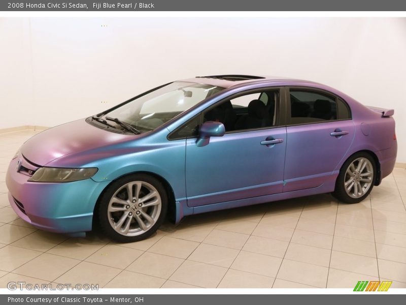 Fiji Blue Pearl / Black 2008 Honda Civic Si Sedan