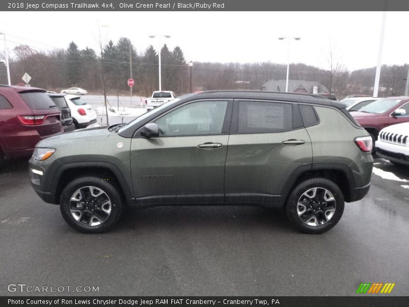 Olive Green Pearl / Black/Ruby Red 2018 Jeep Compass Trailhawk 4x4