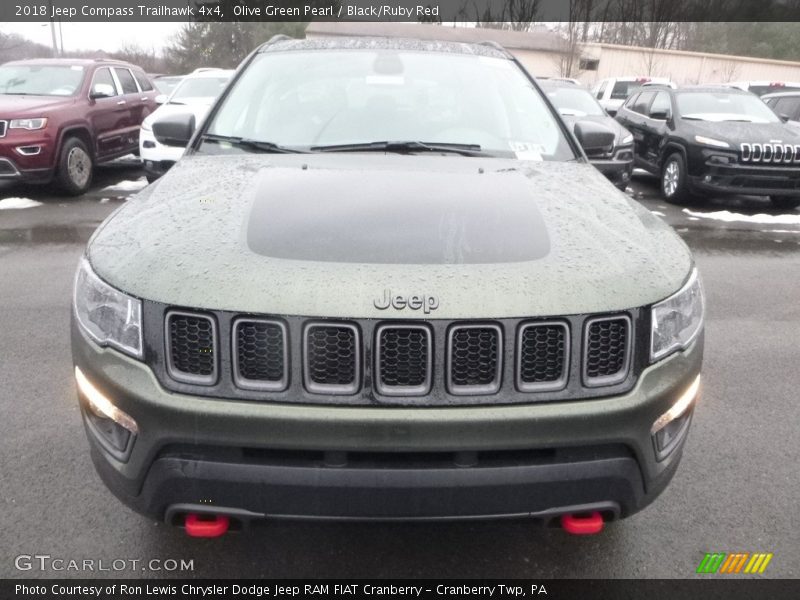 Olive Green Pearl / Black/Ruby Red 2018 Jeep Compass Trailhawk 4x4