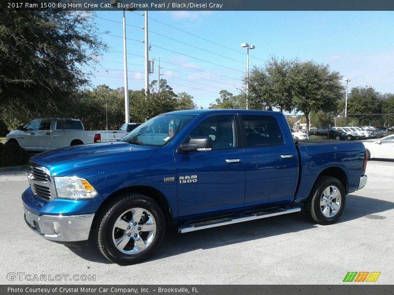 Blue Streak Pearl / Black/Diesel Gray 2017 Ram 1500 Big Horn Crew Cab