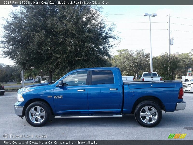 Blue Streak Pearl / Black/Diesel Gray 2017 Ram 1500 Big Horn Crew Cab