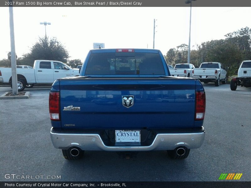 Blue Streak Pearl / Black/Diesel Gray 2017 Ram 1500 Big Horn Crew Cab