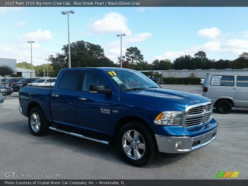 Blue Streak Pearl / Black/Diesel Gray 2017 Ram 1500 Big Horn Crew Cab