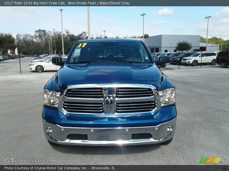 Blue Streak Pearl / Black/Diesel Gray 2017 Ram 1500 Big Horn Crew Cab