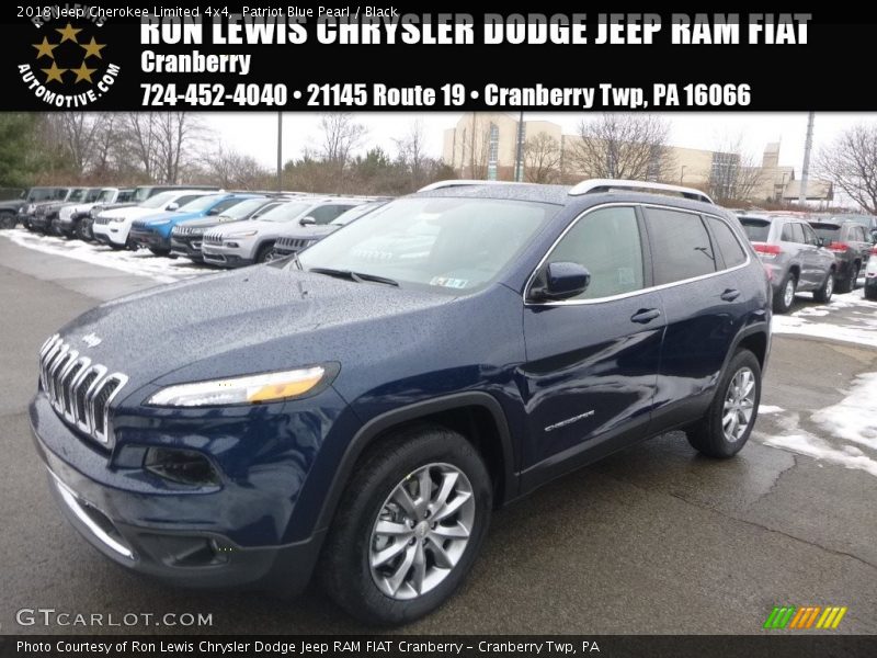 Patriot Blue Pearl / Black 2018 Jeep Cherokee Limited 4x4