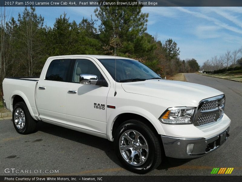 Pearl White / Canyon Brown/Light Frost Beige 2017 Ram 1500 Laramie Crew Cab 4x4