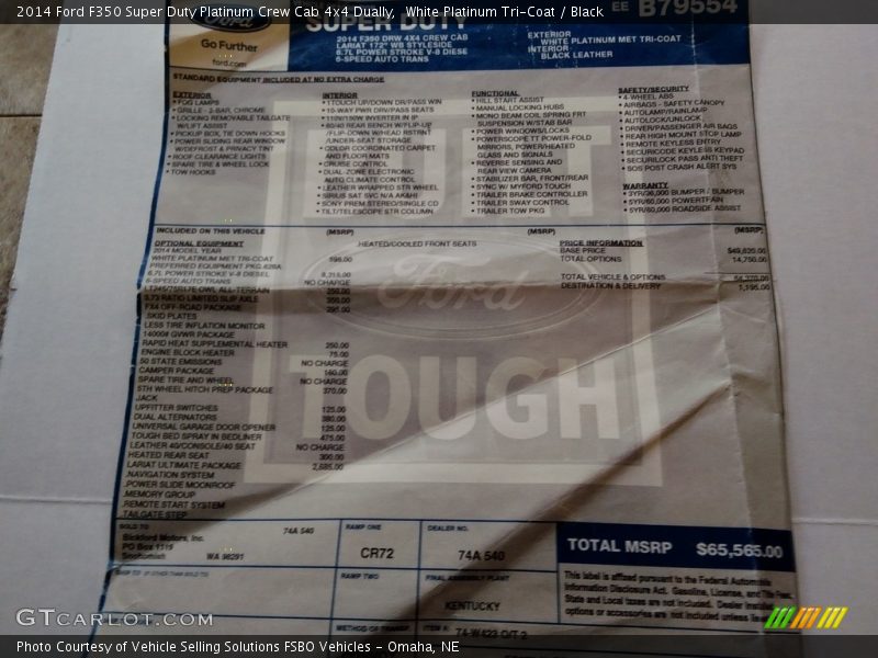 White Platinum Tri-Coat / Black 2014 Ford F350 Super Duty Platinum Crew Cab 4x4 Dually