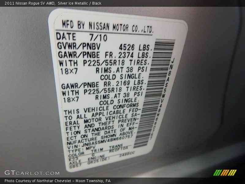 Silver Ice Metallic / Black 2011 Nissan Rogue SV AWD