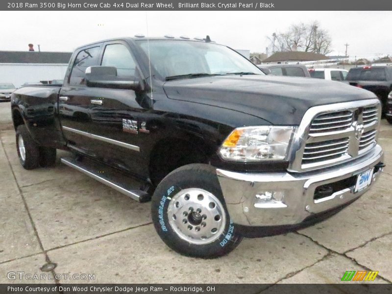 Brilliant Black Crystal Pearl / Black 2018 Ram 3500 Big Horn Crew Cab 4x4 Dual Rear Wheel