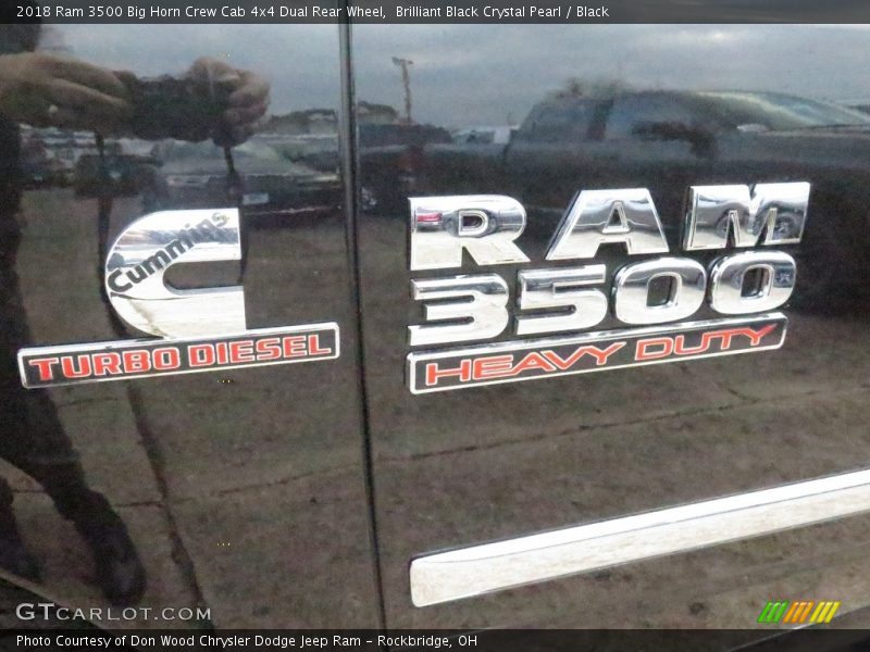 Brilliant Black Crystal Pearl / Black 2018 Ram 3500 Big Horn Crew Cab 4x4 Dual Rear Wheel