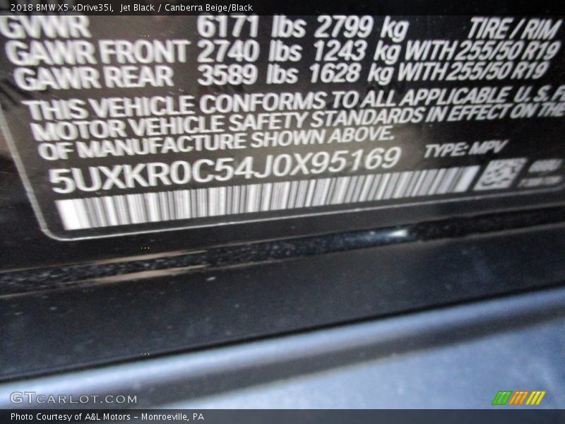 Jet Black / Canberra Beige/Black 2018 BMW X5 xDrive35i