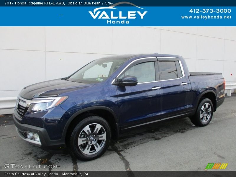 Obsidian Blue Pearl / Gray 2017 Honda Ridgeline RTL-E AWD