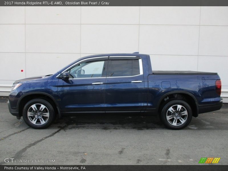 Obsidian Blue Pearl / Gray 2017 Honda Ridgeline RTL-E AWD