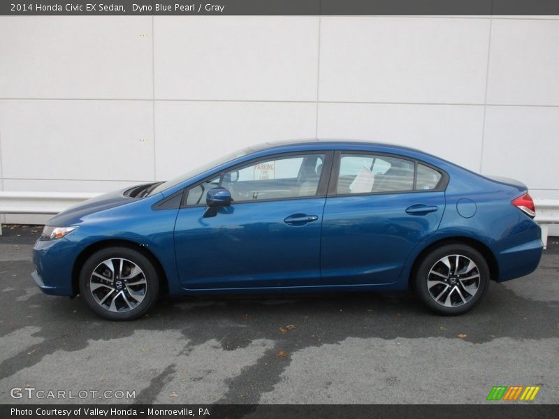 Dyno Blue Pearl / Gray 2014 Honda Civic EX Sedan