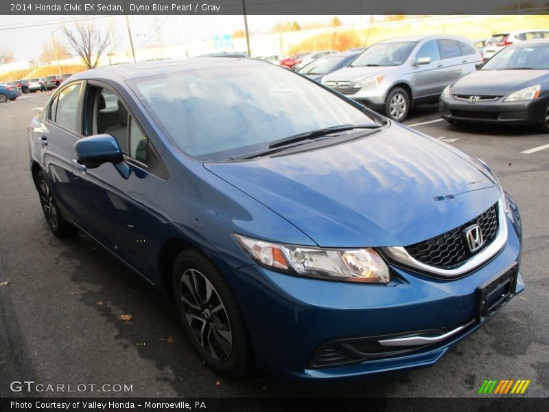 Dyno Blue Pearl / Gray 2014 Honda Civic EX Sedan