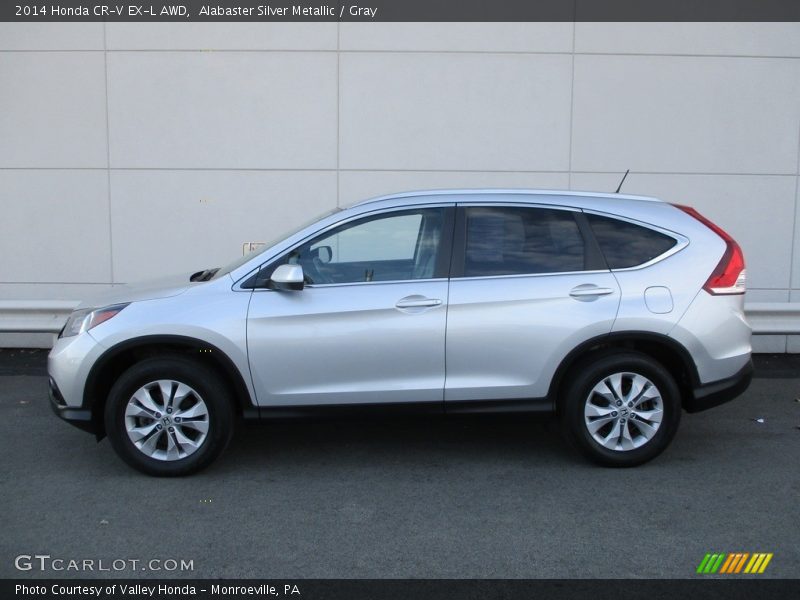 Alabaster Silver Metallic / Gray 2014 Honda CR-V EX-L AWD