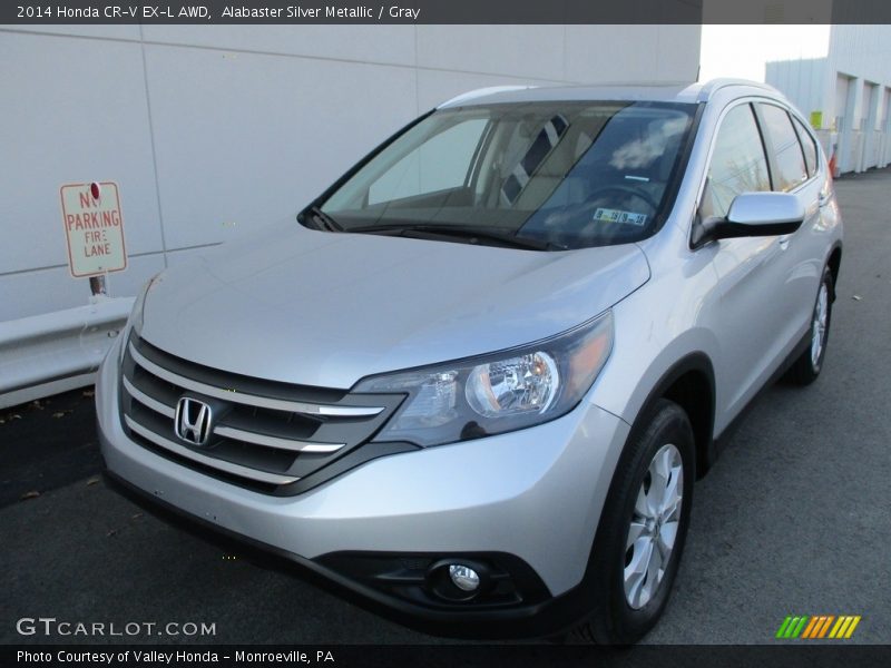 Alabaster Silver Metallic / Gray 2014 Honda CR-V EX-L AWD