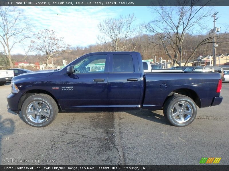 True Blue Pearl / Black/Diesel Gray 2018 Ram 1500 Express Quad Cab 4x4