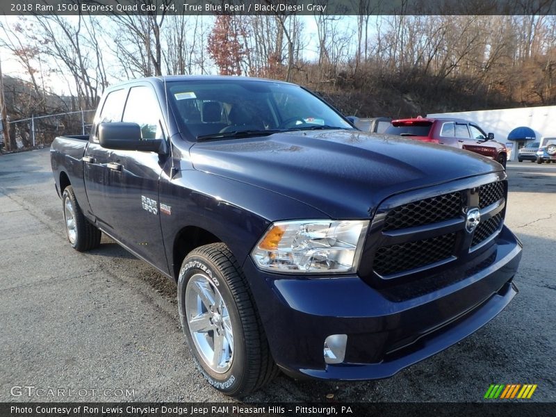 True Blue Pearl / Black/Diesel Gray 2018 Ram 1500 Express Quad Cab 4x4
