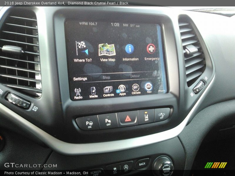Diamond Black Crystal Pearl / Black 2018 Jeep Cherokee Overland 4x4