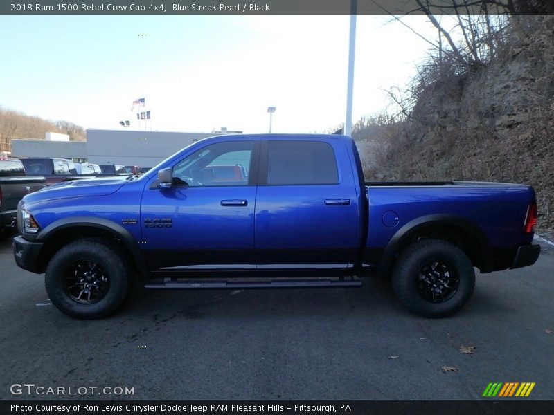 Blue Streak Pearl / Black 2018 Ram 1500 Rebel Crew Cab 4x4