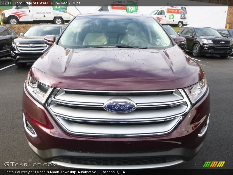 Ruby Red / Dune 2018 Ford Edge SEL AWD