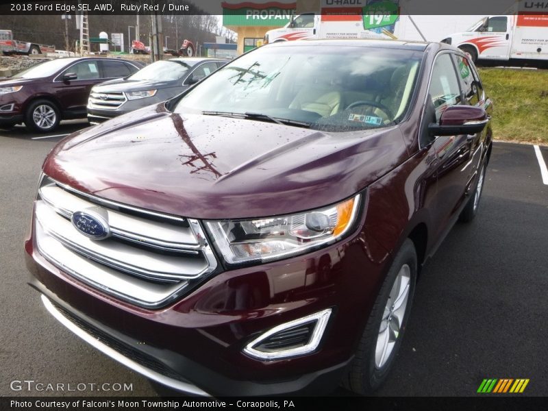 Ruby Red / Dune 2018 Ford Edge SEL AWD