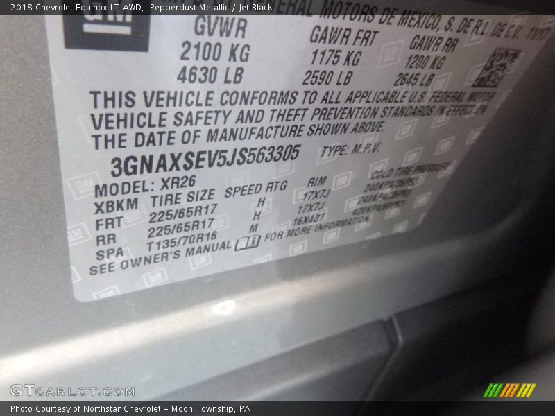 Pepperdust Metallic / Jet Black 2018 Chevrolet Equinox LT AWD