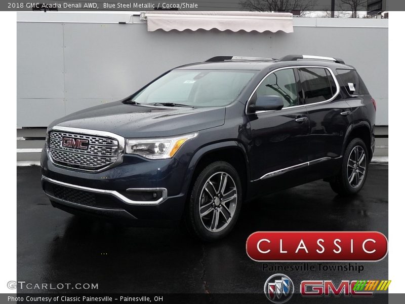 Blue Steel Metallic / Cocoa/Shale 2018 GMC Acadia Denali AWD