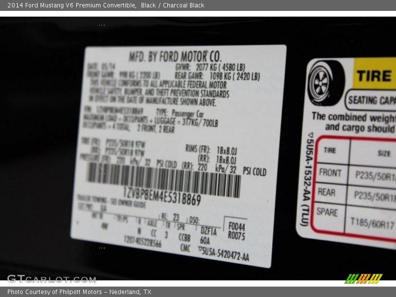 Black / Charcoal Black 2014 Ford Mustang V6 Premium Convertible