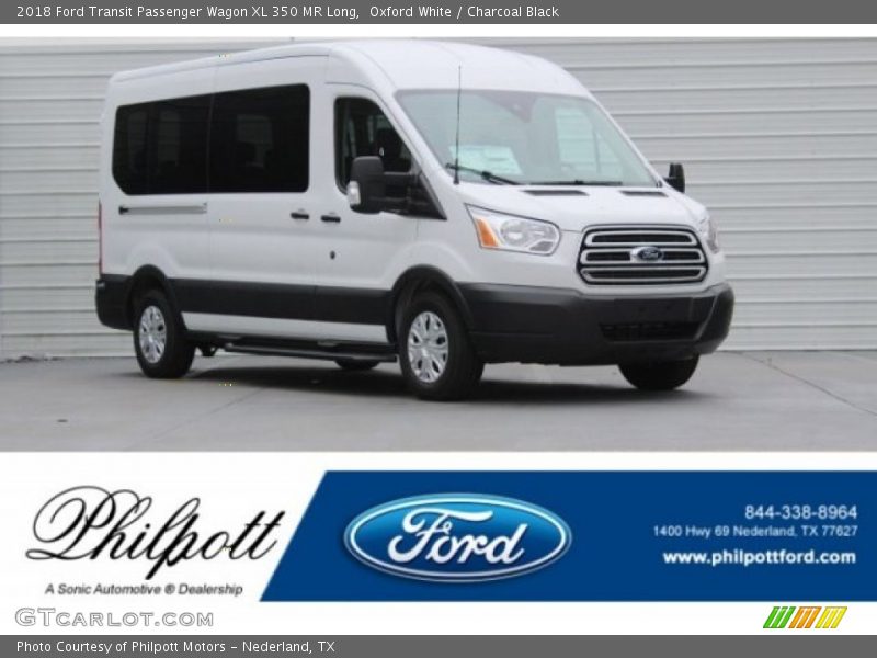 Oxford White / Charcoal Black 2018 Ford Transit Passenger Wagon XL 350 MR Long