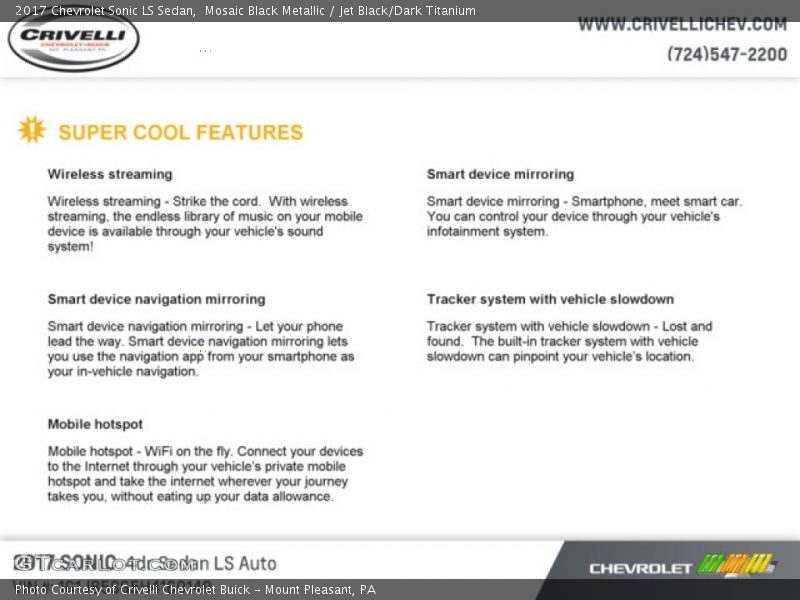 Mosaic Black Metallic / Jet Black/Dark Titanium 2017 Chevrolet Sonic LS Sedan