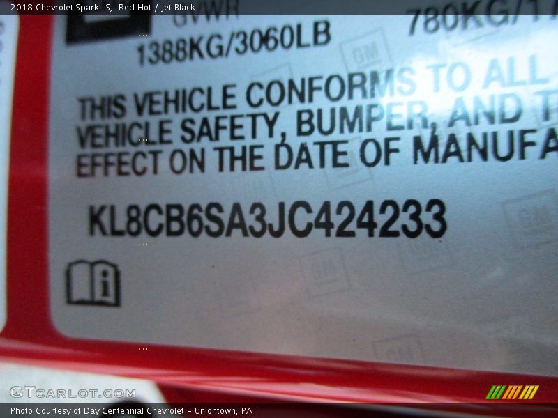 Red Hot / Jet Black 2018 Chevrolet Spark LS