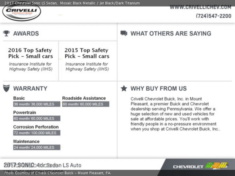 Mosaic Black Metallic / Jet Black/Dark Titanium 2017 Chevrolet Sonic LS Sedan