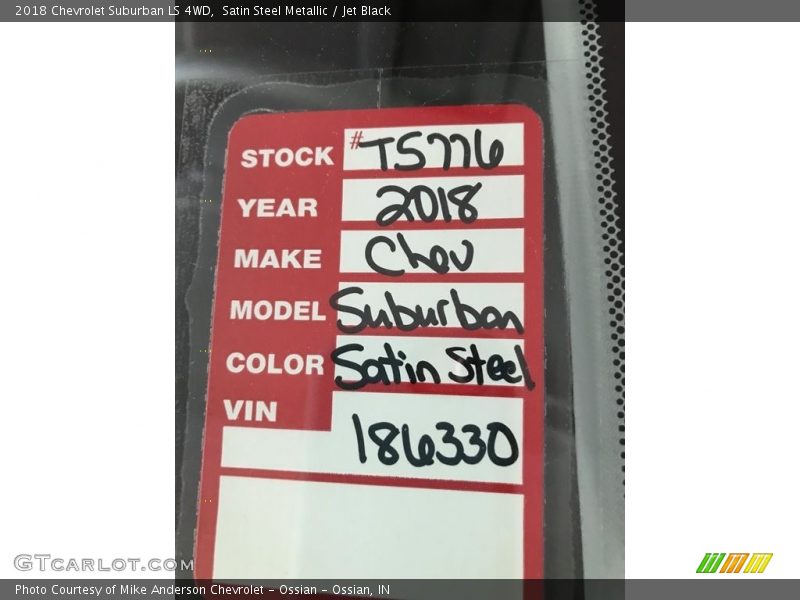 Satin Steel Metallic / Jet Black 2018 Chevrolet Suburban LS 4WD