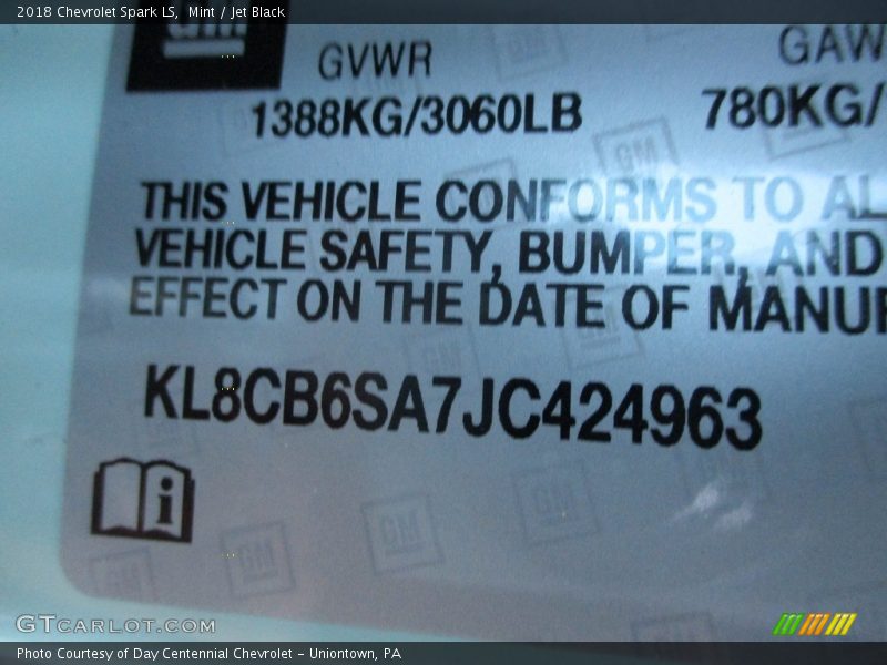 Mint / Jet Black 2018 Chevrolet Spark LS