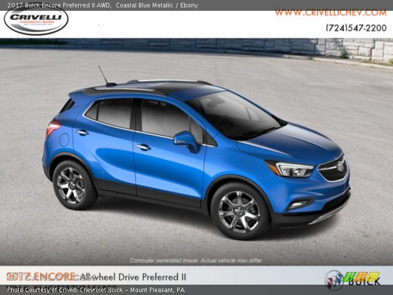 Coastal Blue Metallic / Ebony 2017 Buick Encore Preferred II AWD