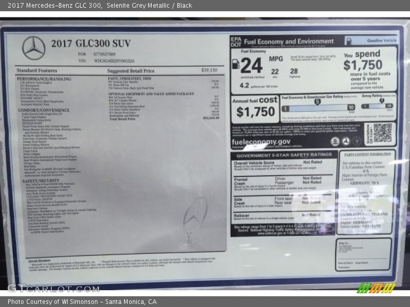 Selenite Grey Metallic / Black 2017 Mercedes-Benz GLC 300