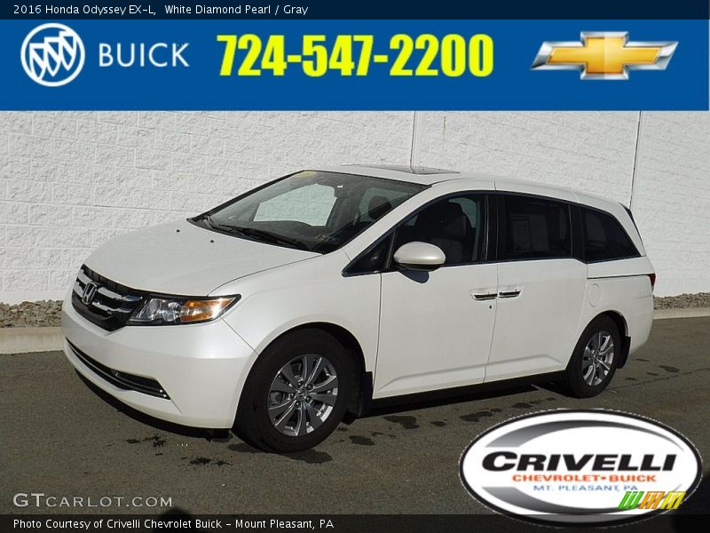 White Diamond Pearl / Gray 2016 Honda Odyssey EX-L