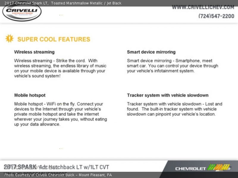 Toasted Marshmallow Metallic / Jet Black 2017 Chevrolet Spark LT
