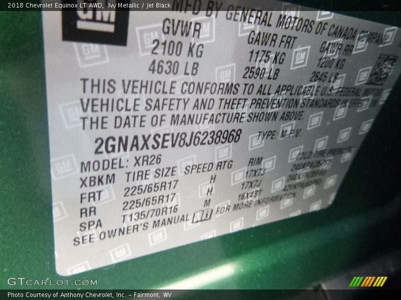 Ivy Metallic / Jet Black 2018 Chevrolet Equinox LT AWD