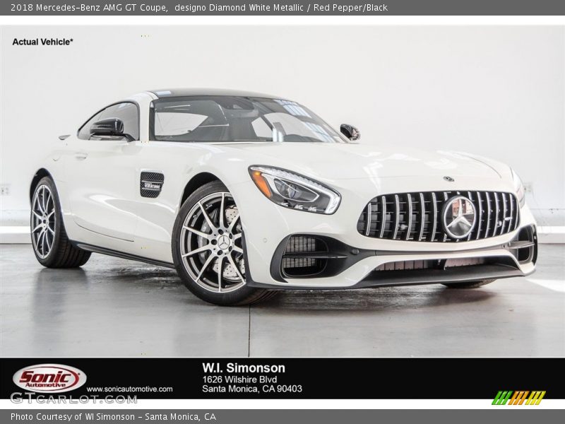 designo Diamond White Metallic / Red Pepper/Black 2018 Mercedes-Benz AMG GT Coupe