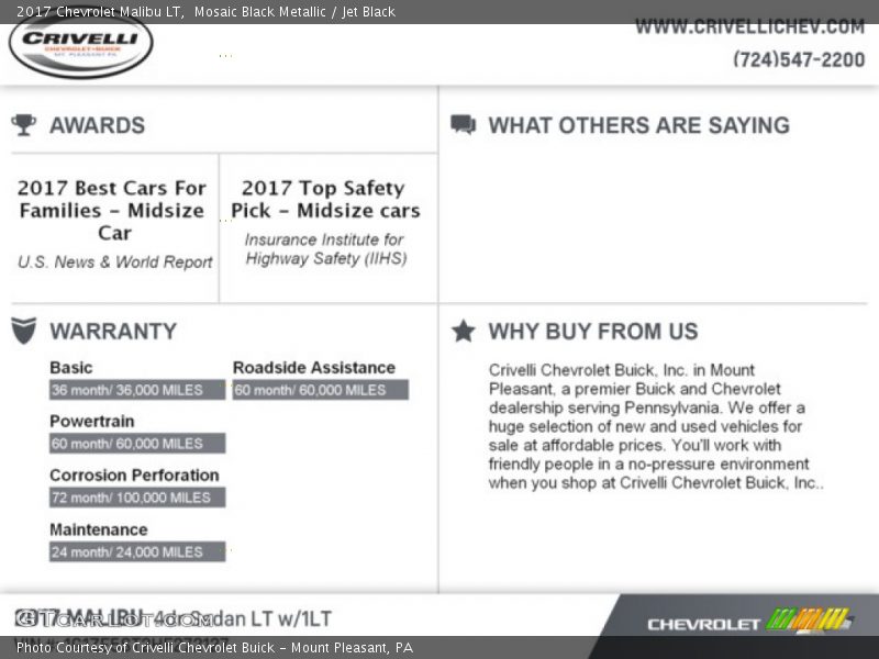 Mosaic Black Metallic / Jet Black 2017 Chevrolet Malibu LT