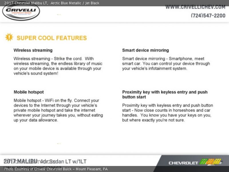 Arctic Blue Metallic / Jet Black 2017 Chevrolet Malibu LT