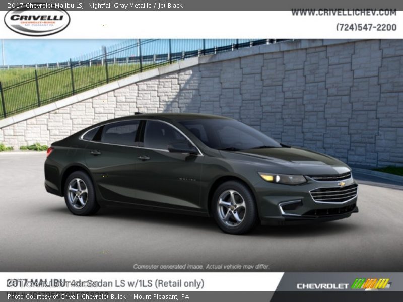 Nightfall Gray Metallic / Jet Black 2017 Chevrolet Malibu LS
