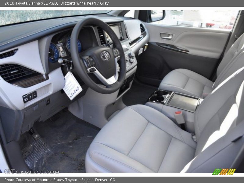 Blizzard White Pearl / Gray 2018 Toyota Sienna XLE AWD